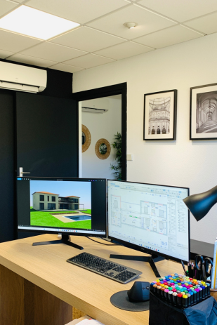 Le bureau d'étude de Maeva Jay, architecte à Hyères — plans et modélisation 3D